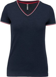 Kariban K394 - Camiseta de punto piqué con cuello de pico de mujer Navy / Red / White