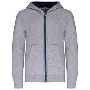 Kariban K486 - Sudadera infantil con capucha y cremallera Oxford Grey / Navy