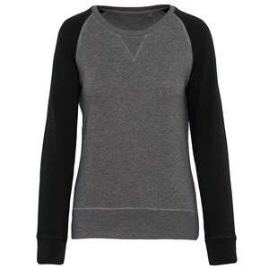 Kariban K492 - Sudadera de mujer orgánica bicolor con cuello redondo y manga raglán