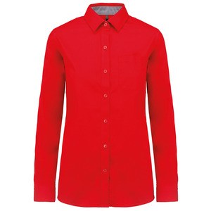 Kariban K585 - Camisa de algodón Nevada de manga larga para mujer Rojo