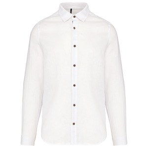 Kariban K588 - Camisa de hombre de lino y algodón de manga larga White