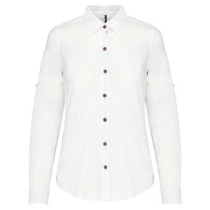 Kariban K589 - Camisa de mujer de lino y algodón de manga larga
