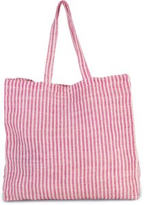 Kimood KI0236 - Shopping bag con rayas en juco Magenta / Natural