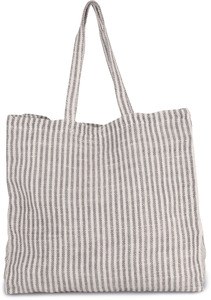 Kimood KI0236 - Shopping bag con rayas en juco Steel Grey / Natural