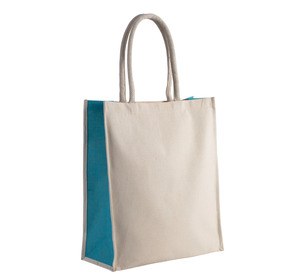 Kimood KI0253 - Tote bag algodón / yute - 23 L Natural / Turquoise