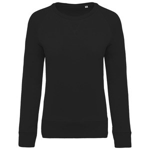 Kariban K481 - Sudadera de mujer orgánica con cuello redondo y mangas raglán Negro