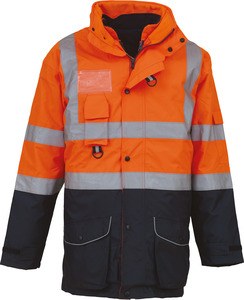 Yoko YHVP711 - Parka de seguridad alta visibilidad 7 en 1 Hi Vis Orange/Navy