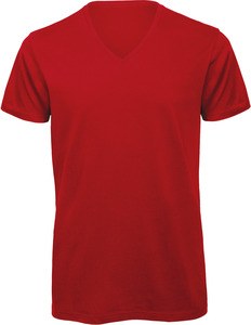 B&C CGTM044 - Camiseta de hombre Organic Inspire con cuello de pico Rojo