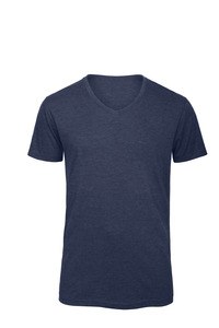 B&C CGTM057 - Camiseta Triblend con cuello en V para hombre Heather Navy