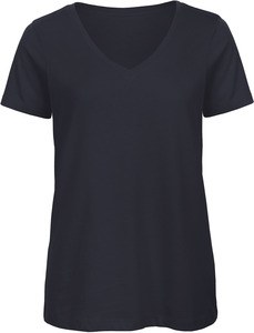 B&C CGTW045 - Camiseta con cuello en V de inspiración orgánica para mujer Azul marino