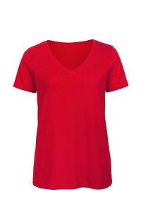 B&C CGTW045 - Camiseta con cuello en V de inspiración orgánica para mujer Rojo