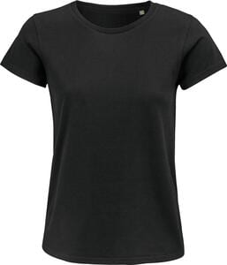 SOL'S 03581 - Crusader Women Camiseta Mujer Ajustada De Punto Liso Y Cuello Redondo Negro profundo