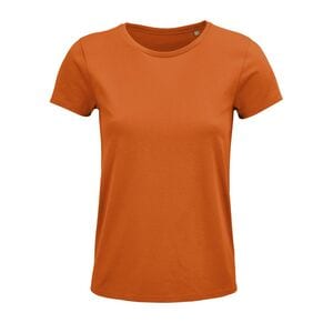 SOL'S 03581 - Crusader Women Camiseta Mujer Ajustada De Punto Liso Y Cuello Redondo Naranja