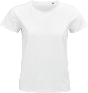 SOL'S 03579 - Pioneer Women Camiseta Mujer Ajustada De Punto Liso Y Cuello Redondo White