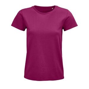 SOL'S 03579 - Pioneer Women Camiseta Mujer Ajustada De Punto Liso Y Cuello Redondo Fucsia