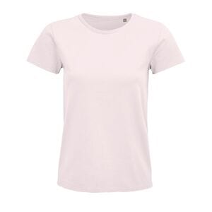 SOL'S 03579 - Pioneer Women Camiseta Mujer Ajustada De Punto Liso Y Cuello Redondo Rosa pálido