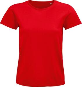 SOL'S 03579 - Pioneer Women Camiseta Mujer Ajustada De Punto Liso Y Cuello Redondo Red