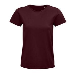 SOL'S 03579 - Pioneer Women Camiseta Mujer Ajustada De Punto Liso Y Cuello Redondo Burgundy