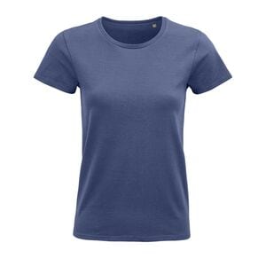 SOL'S 03579 - Pioneer Women Camiseta Mujer Ajustada De Punto Liso Y Cuello Redondo Denim