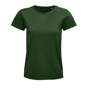 SOL'S 03579 - Pioneer Women Camiseta Mujer Ajustada De Punto Liso Y Cuello Redondo Verde botella