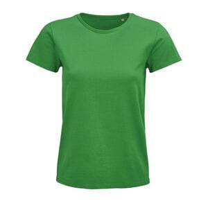 SOL'S 03579 - Pioneer Women Camiseta Mujer Ajustada De Punto Liso Y Cuello Redondo Verde pradera
