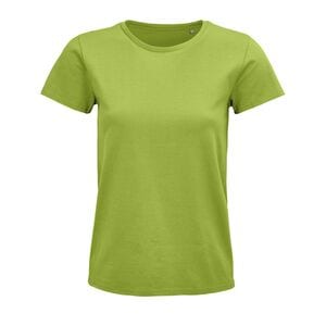 SOL'S 03579 - Pioneer Women Camiseta Mujer Ajustada De Punto Liso Y Cuello Redondo Verde manzana