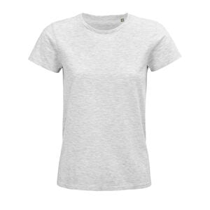 SOL'S 03579 - Pioneer Women Camiseta Mujer Ajustada De Punto Liso Y Cuello Redondo Gris mezcla