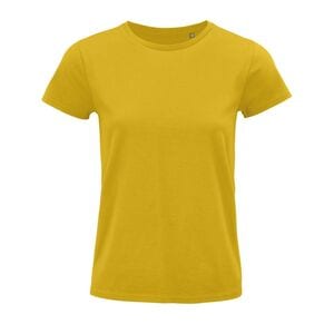 SOL'S 03579 - Pioneer Women Camiseta Mujer Ajustada De Punto Liso Y Cuello Redondo Amarillo