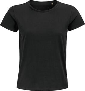 SOL'S 03579 - Pioneer Women Camiseta Mujer Ajustada De Punto Liso Y Cuello Redondo Negro profundo