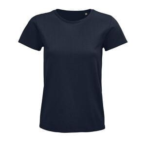 SOL'S 03579 - Pioneer Women Camiseta Mujer Ajustada De Punto Liso Y Cuello Redondo French marino