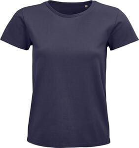SOL'S 03579 - Pioneer Women Camiseta Mujer Ajustada De Punto Liso Y Cuello Redondo Gris ratón