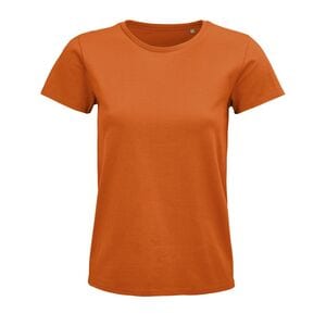SOL'S 03579 - Pioneer Women Camiseta Mujer Ajustada De Punto Liso Y Cuello Redondo Naranja