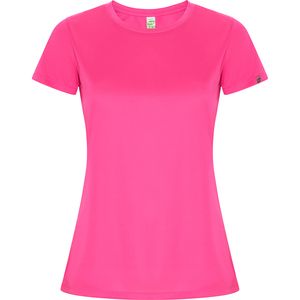 Roly CA0428 - IMOLA WOMAN Camiseta técnica de manga corta entallada con tejido de poliéster Reciclado CONTROL DRY ROSA FLUOR