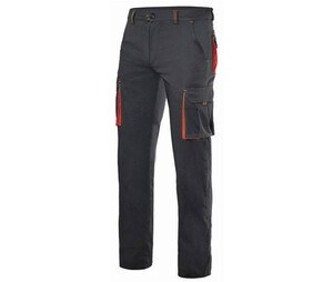 VELILLA V3024S - Pantalón elástico bicolor multibolsillos Negro / Rojo