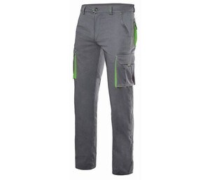 VELILLA V3024S - Pantalón elástico bicolor multibolsillos Grey/Lime