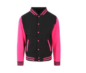 AWDIS JH043 - Sudadera de béisbol Jet Black/ Hot Pink