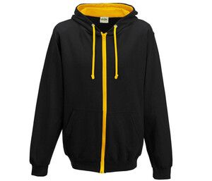 AWDIS JH053 - Sudadera con cremallera en contraste Jet Black/Gold