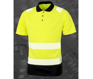 Result RS501X - Polo de alta visibilidad en poliéster reciclado Fluorescent Yellow / Black