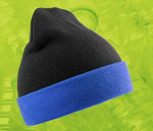 Result RC930X - Gorro de acrílico reciclado con solapa a contraste