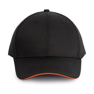 WK. Designed To Work WKP145 - Gorra sandwich contrastado 6 paneles - Certificado Oeko-Tex Black / Orange