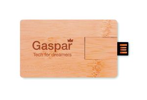 GiftRetail MO1203 - CREDITCARD PLUS Memoria USB 16GB carcasa bambú Wood