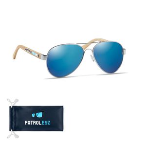 GiftRetail MO6450 - HONIARA Gafas de sol de bambú en bolsa Azul