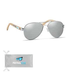 GiftRetail MO6450 - HONIARA Gafas de sol de bambú en bolsa shiny silver