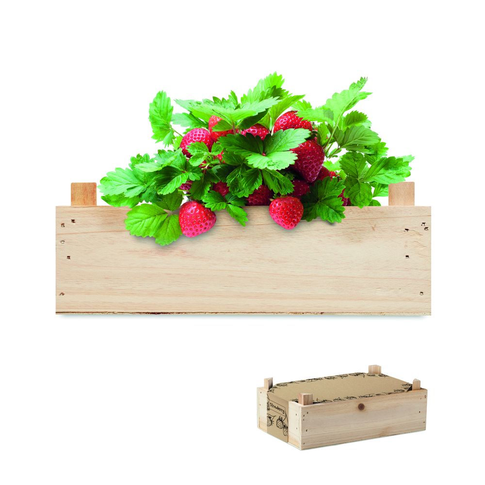 GiftRetail MO6506 - STRAWBERRY Kit de fresas en caja madera
