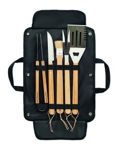 GiftRetail MO6537 - ALLIER Set 5 utensilios para barbacoa Negro