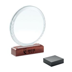 GiftRetail MO6586 - KEEN Placa o trofeo cristal redonda Marron oscuro