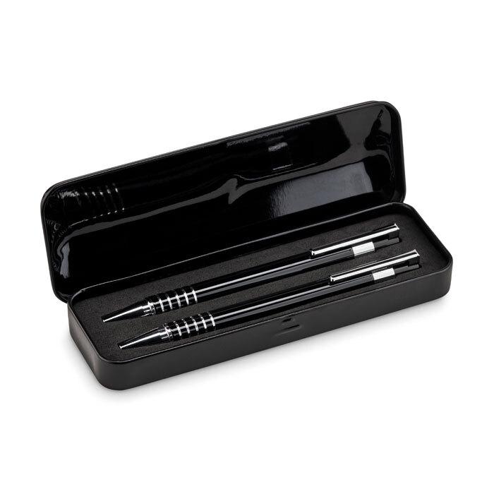 GiftRetail MO7323 - Juego de bolígrafos con estuche de metal