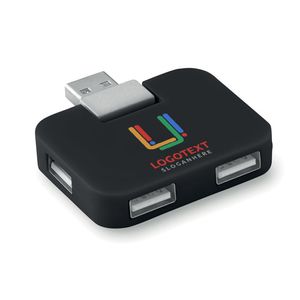 GiftRetail MO8930 - SQUARE Hub USB 4 puertos Negro