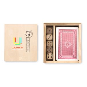 GiftRetail MO9187 - LAS VEGAS Set de cartas y dados en caja Wood