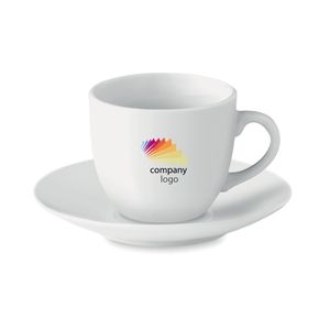 GiftRetail MO9634 - ESPRESSO Taza y plato cerámica café Blanco
